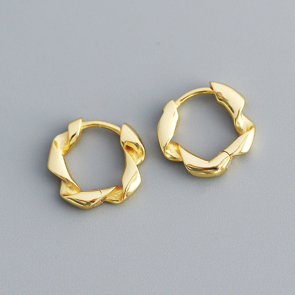 Orecchini a cerchio in argento sterling 925 con filo ritorto geometrico