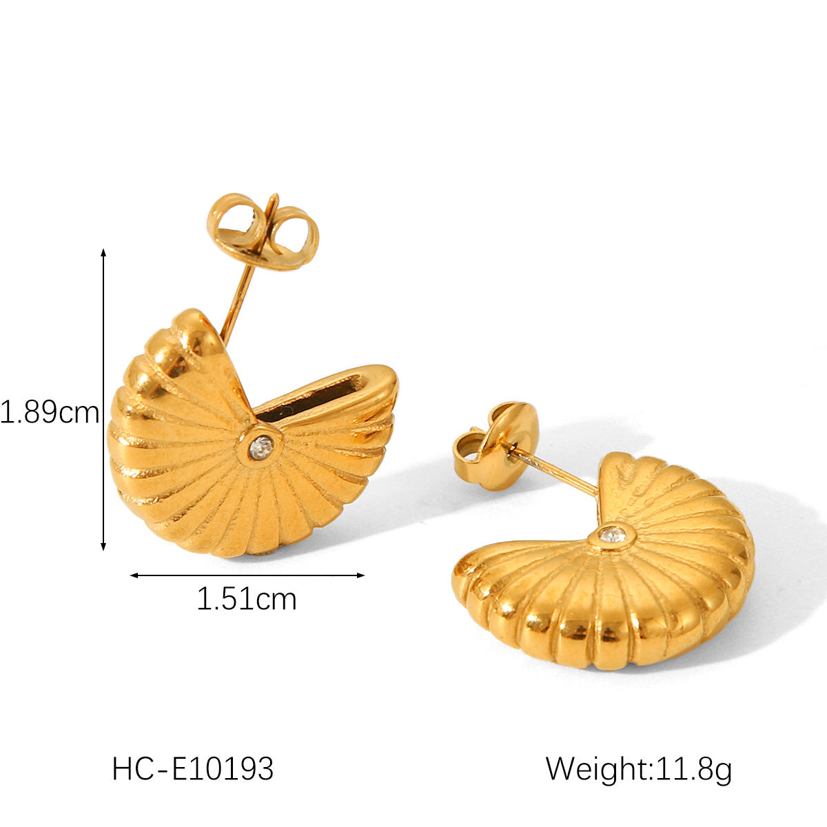 Pendientes de tuerca geométricos de corazón con lazo de acero inoxidable chapado en oro de 18 quilates irregulares de moda para mujer