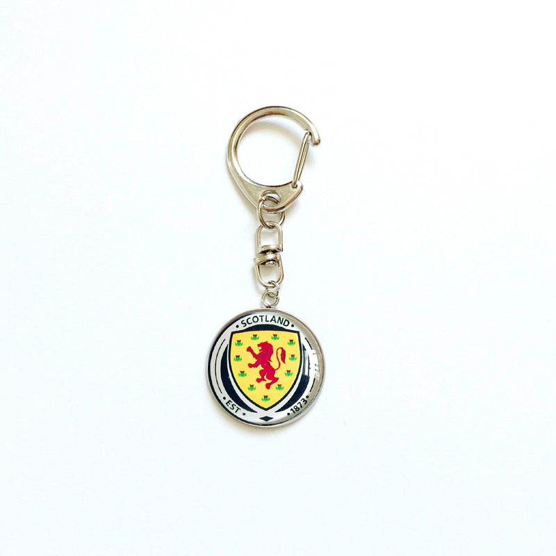 Sporty Round Stainless Steel Keychain National Football Team Souvenir Gift