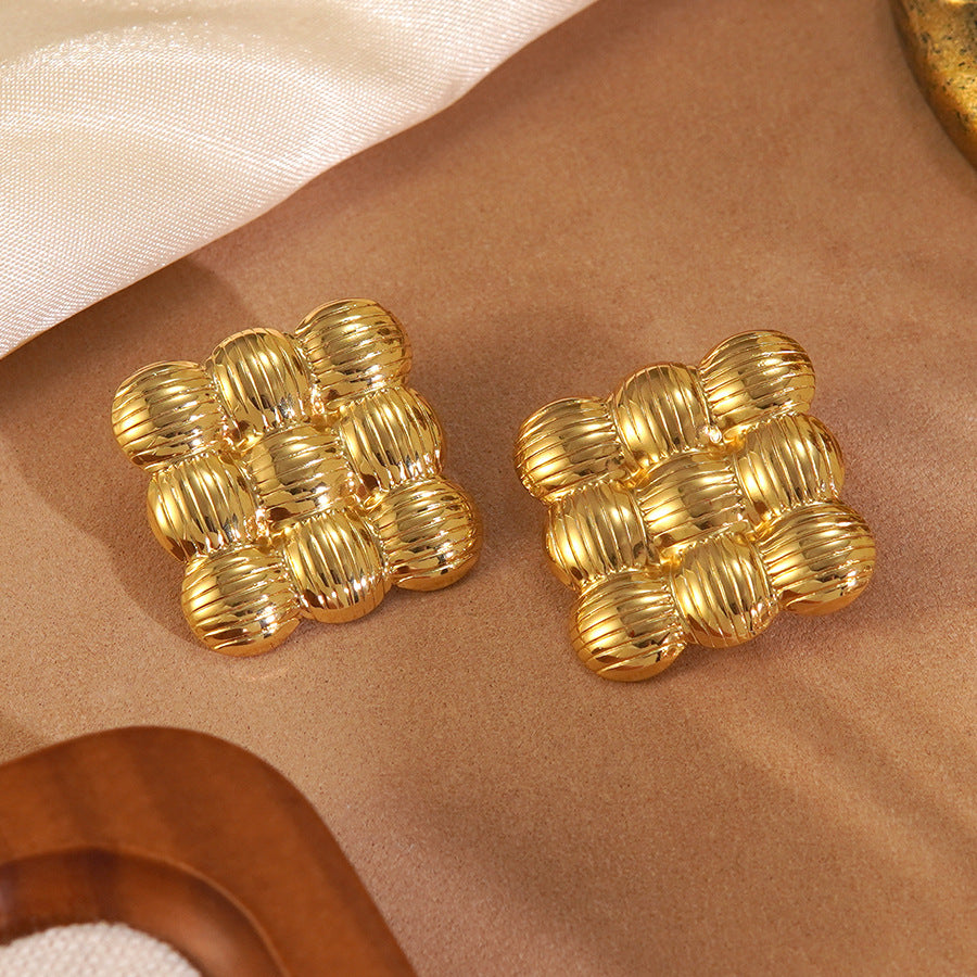 Vintage Geometric Plated Stainless Steel Earrings for Women
