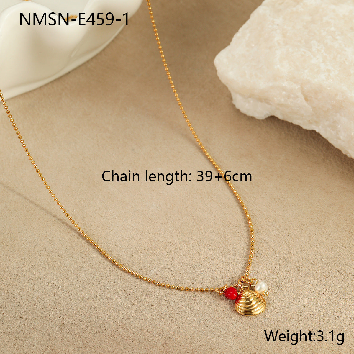 Collar moderno con temática oceánica con colgante de concha y estrella de mar, diseño geométrico, acero inoxidable, galvanizado, joyería de verano para mujer