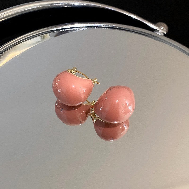 Chic Vintage Heart-Shaped Enamel Earrings with 925 Sterling Silver Posts for Women