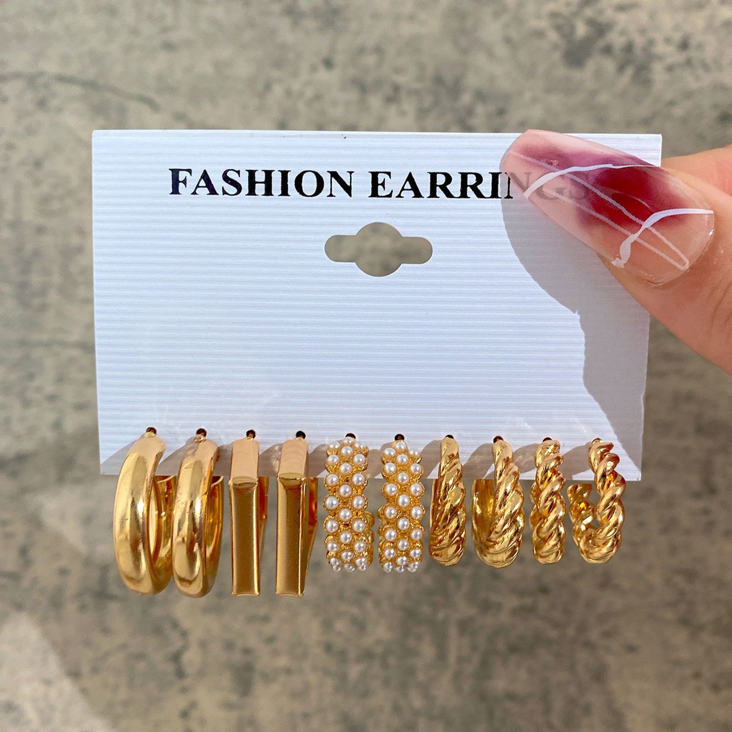 Fashion Geometric Round Gold Plated Zinc Alloy C-Shape Hoop Earrings with 925 Sterling Silver Posts