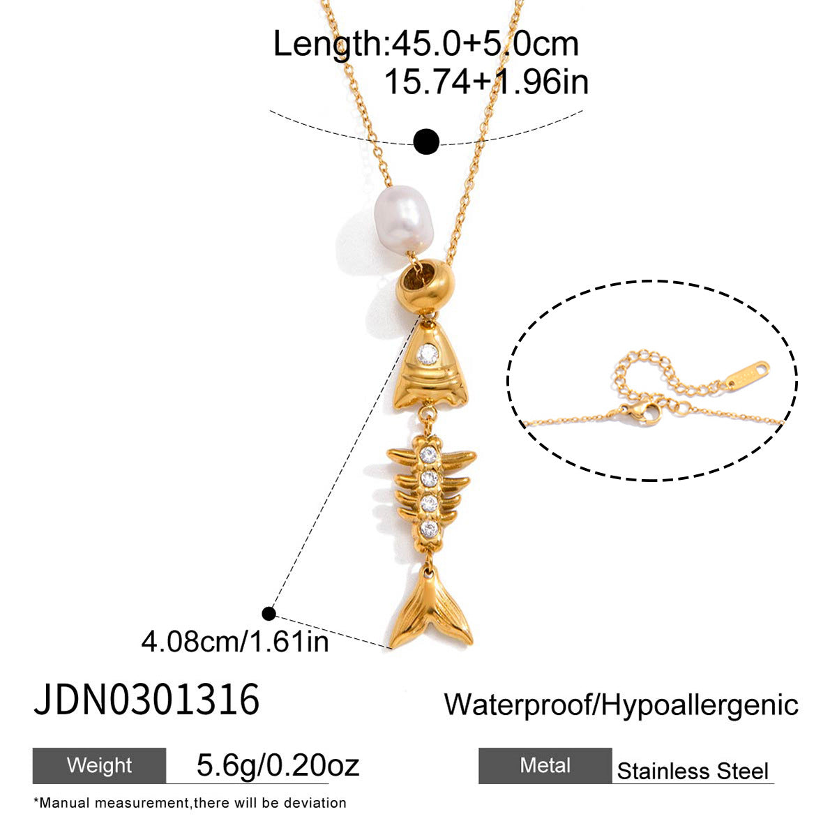 Fish Shape Titanium Steel Pendant Stainless Steel Plated Necklace and Earring Set for Women