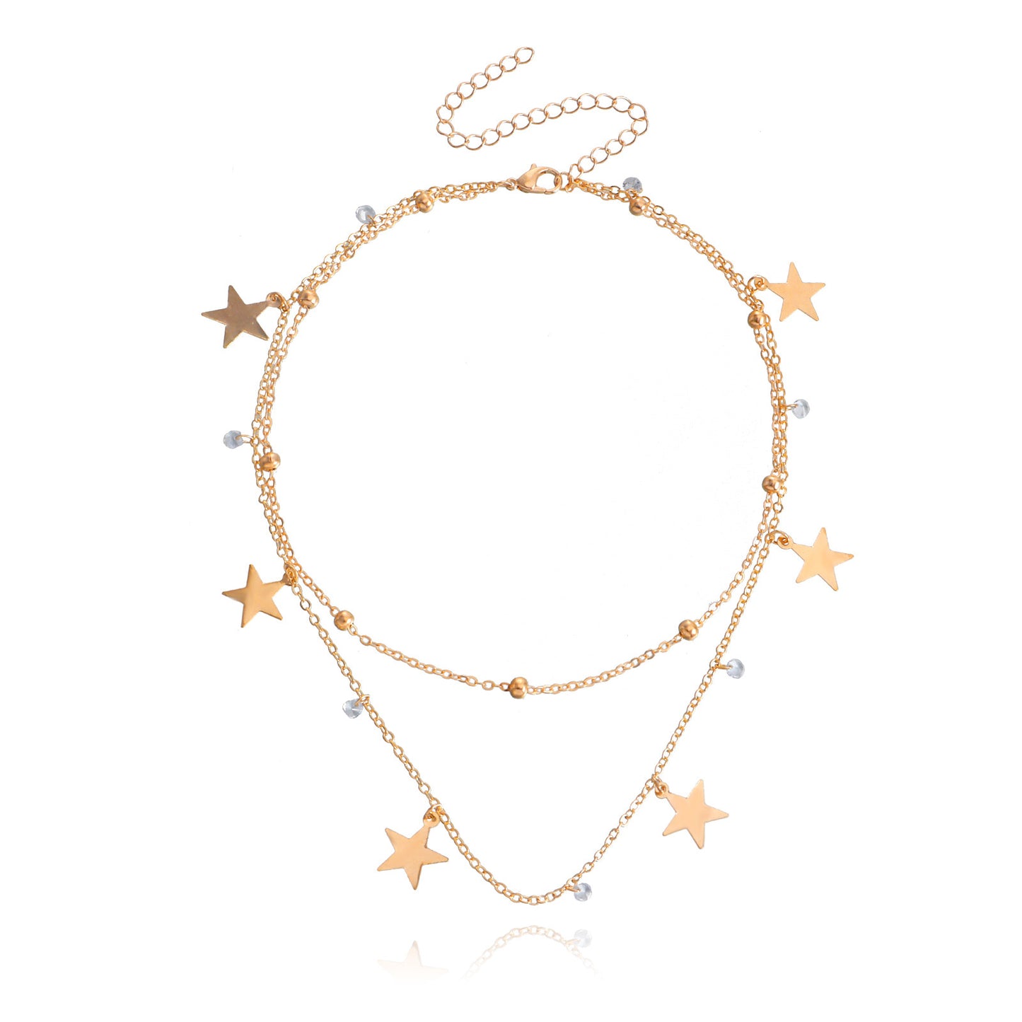 Old Money Style Geometric Star Pendant Necklace for Women with Alloy Body and Plated Finish, Delicate Clavicle Chain