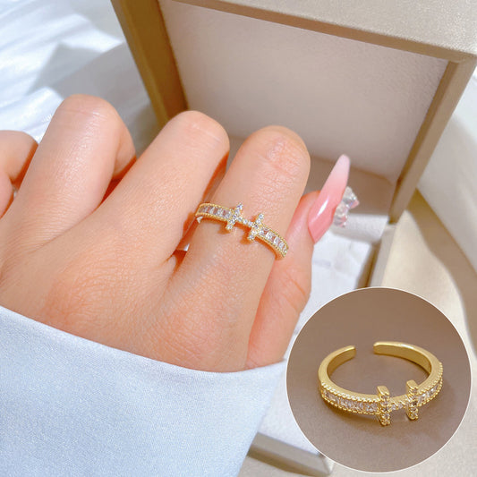 Anillo Ajustable Minimalista Estilo Japonés Diseño Corona Anillo de Mujer