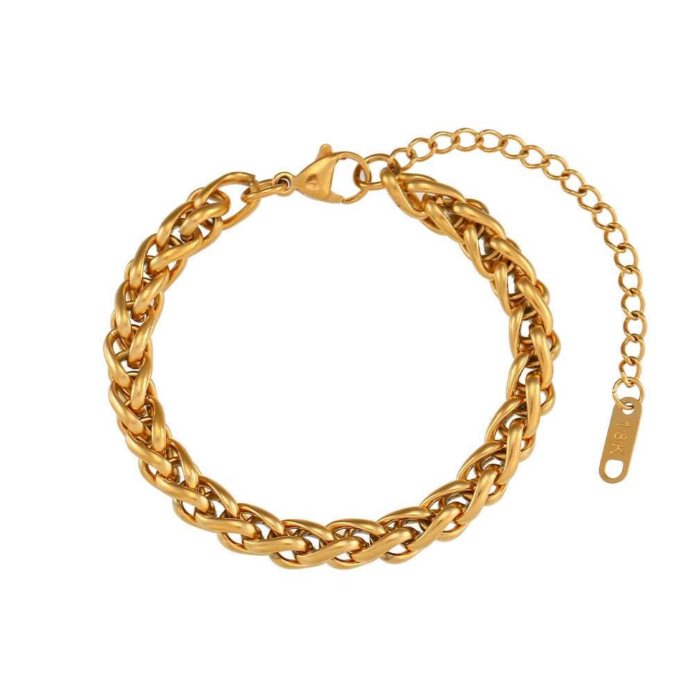 Collana con pendente geometrico vintage alla moda in acciaio inossidabile con placcatura in oro su catena a maglie da 6 mm da donna