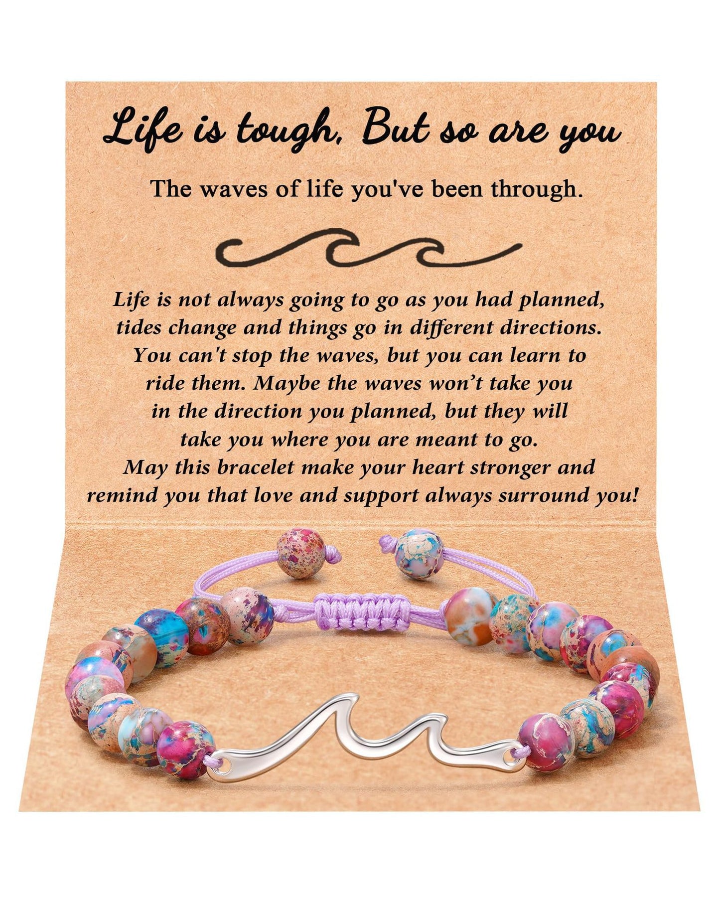 Handmade Woven Stainless Steel Beaded Bracelet with Wave Pattern
