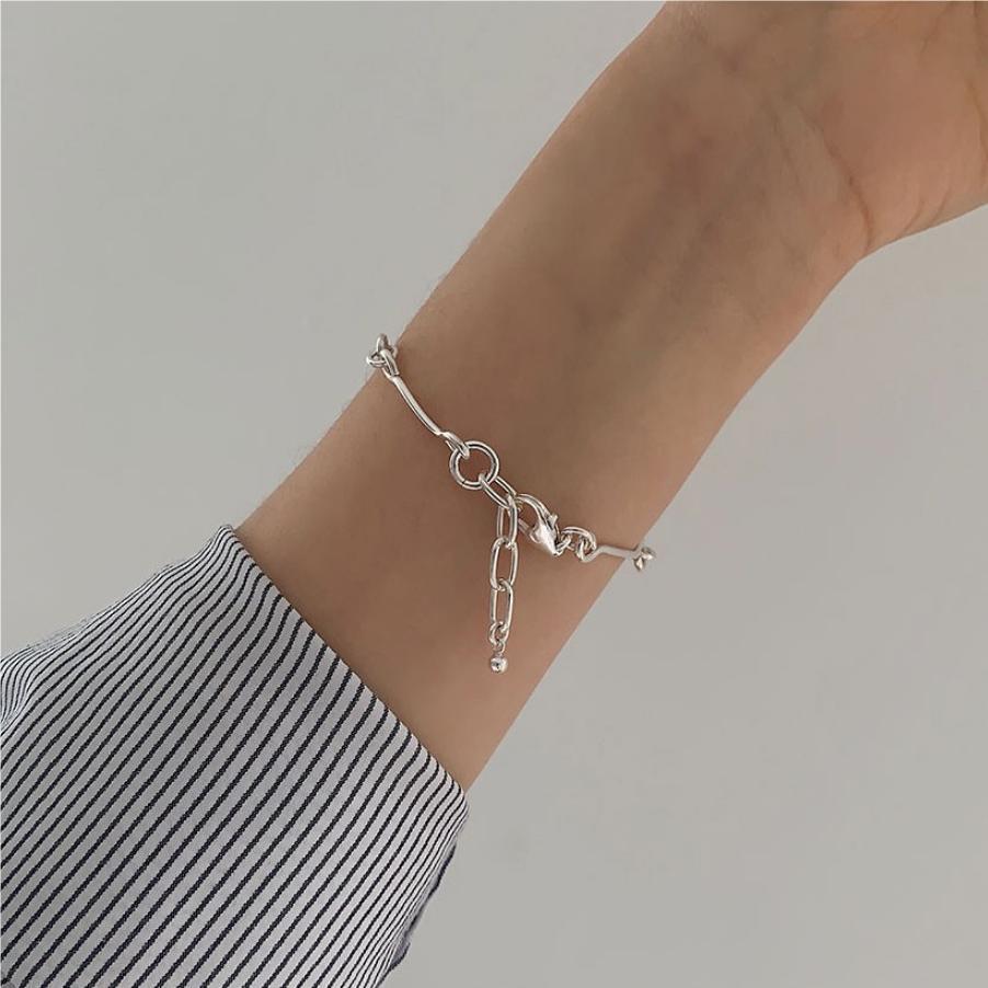 Minimalist 925 Sterling Silver Geometric Handmade Bracelet