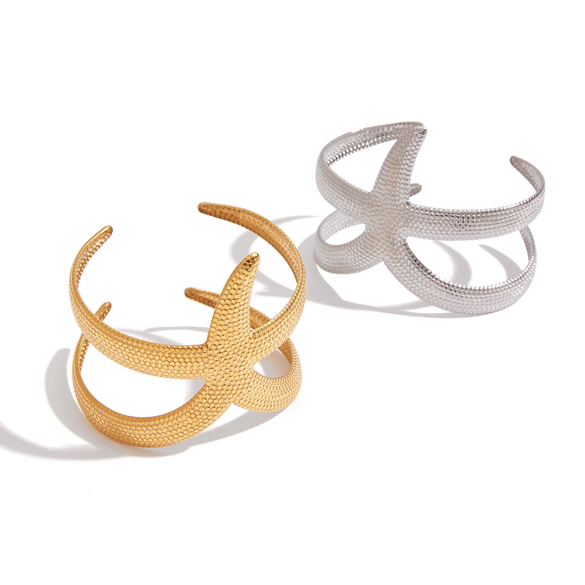 Minimalist Stainless Steel Star Plated Cuff Bracelet for Women