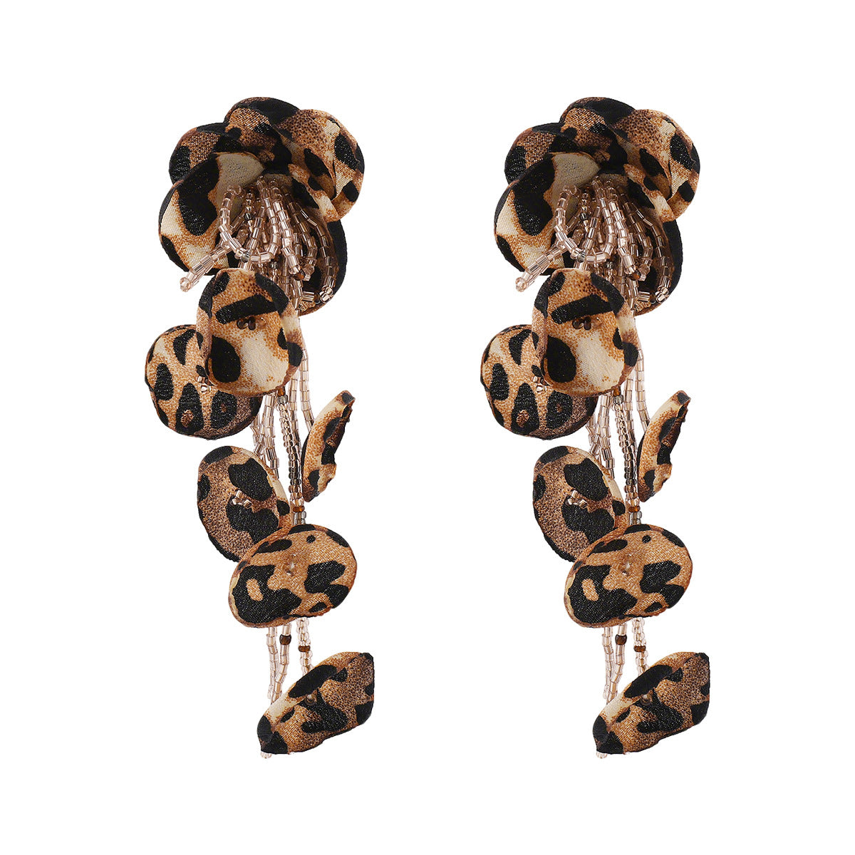 Sweet Feminine Floral Tassel Earrings with Seed Beads and Gauze Material for Women