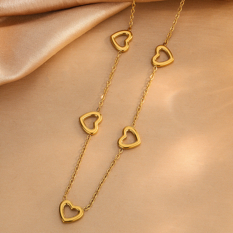 Elegante Conjunto de Joyas de Acero Inoxidable Chapado en Oro con Corazón y Lágrima para Mujer