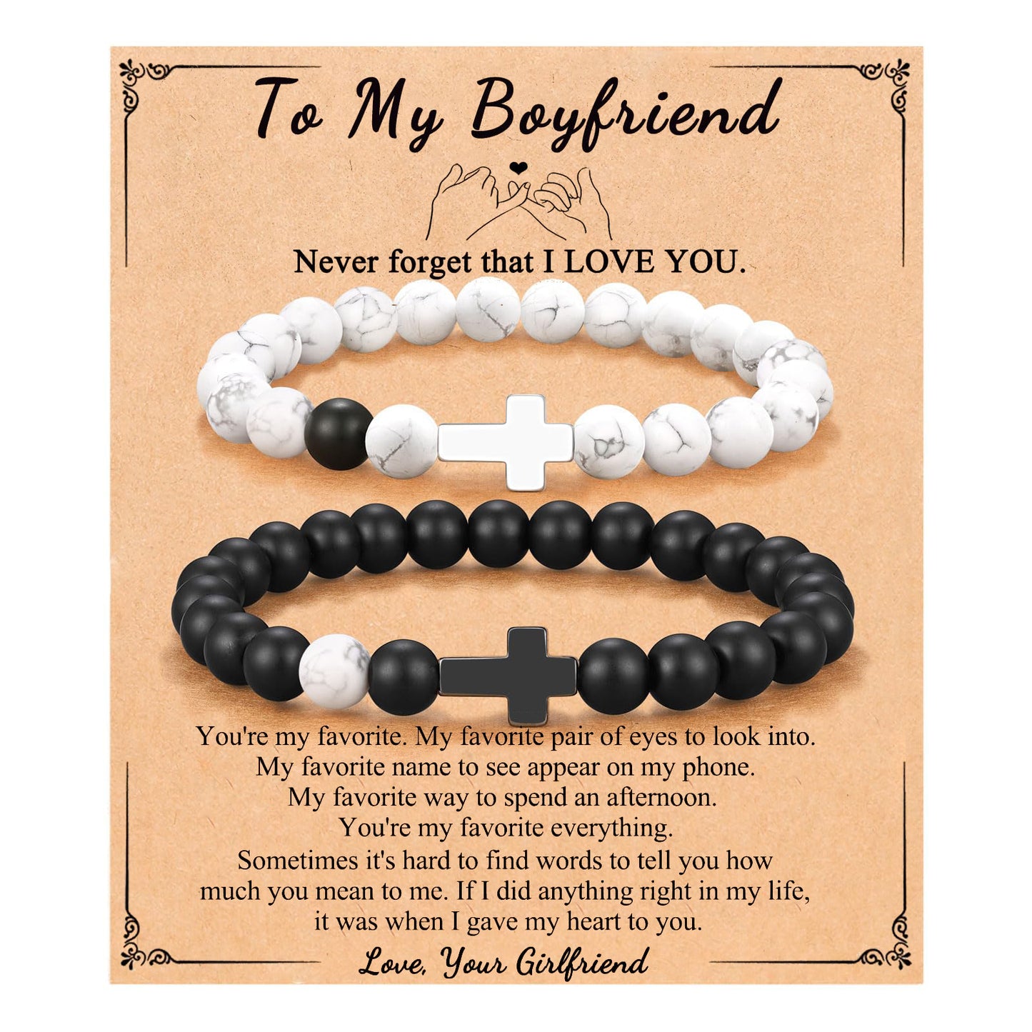 Matte Cross Beaded Bracelet Set Unisex Gift