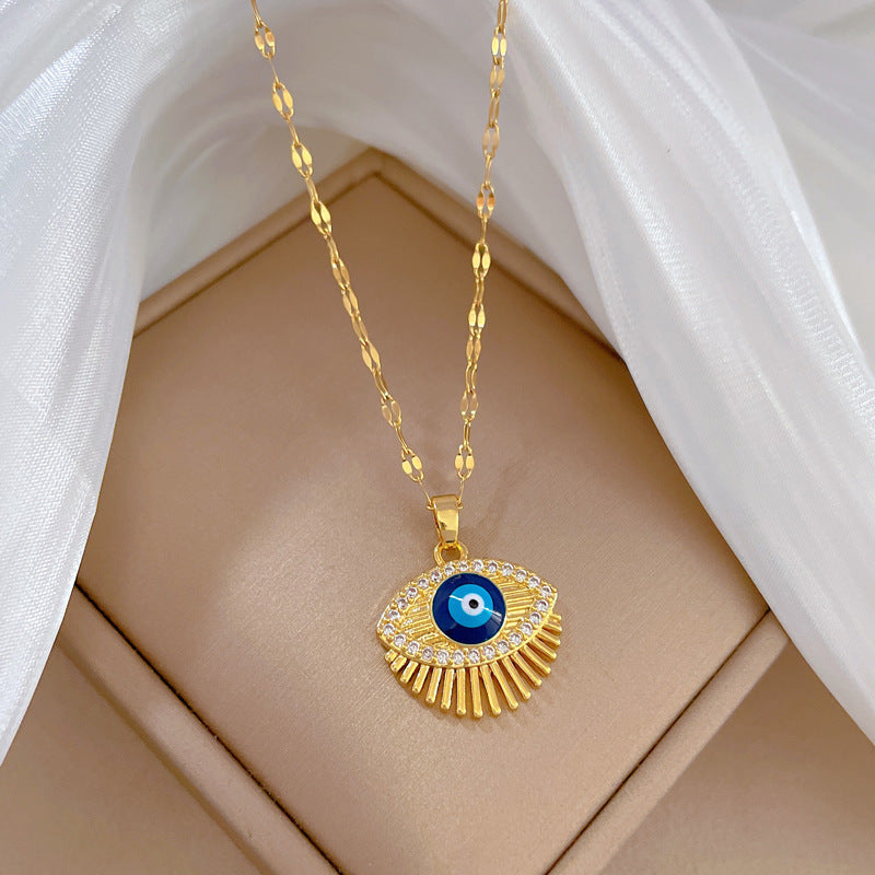 Collana geometrica da donna in acciaio al titanio di lusso, catena per clavicola dolce e fresca