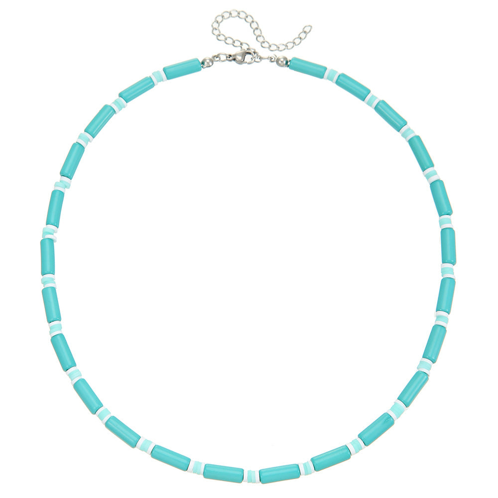 Hip-hop Streetwear Geometric Acrylic Resin Pendant Stainless Steel Ball Chain Necklace for Unisex