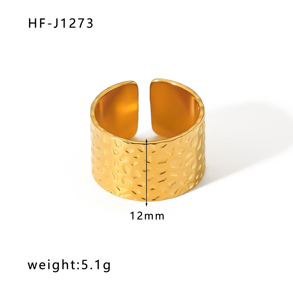 Minimalist Geometric Stainless Steel Ring with 18K Vacuum Plated Finish for Women