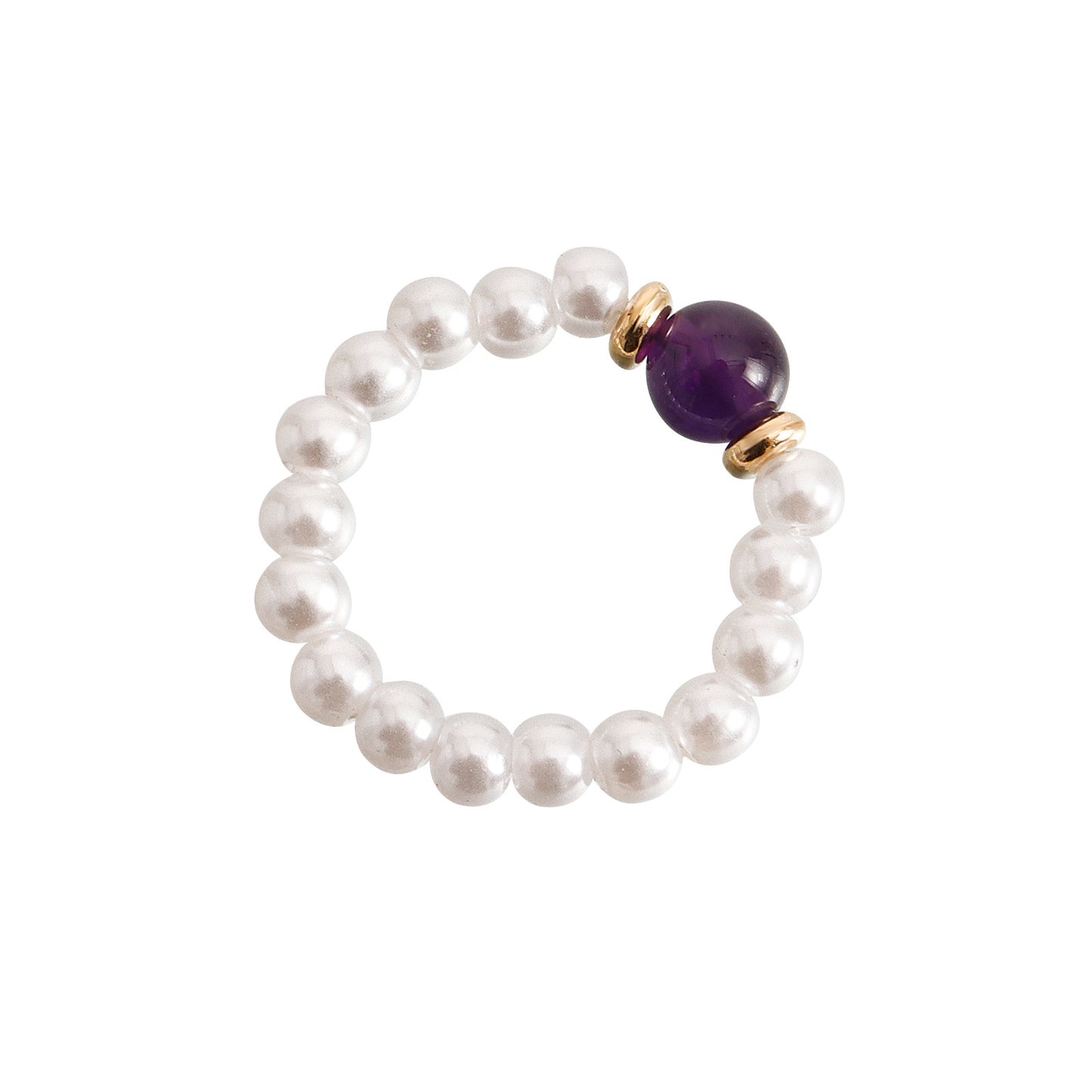 Anillo Acrílico Geométrico Bohemio con Perlas de Imitación y Acentos de Piedras Naturales para Mujer