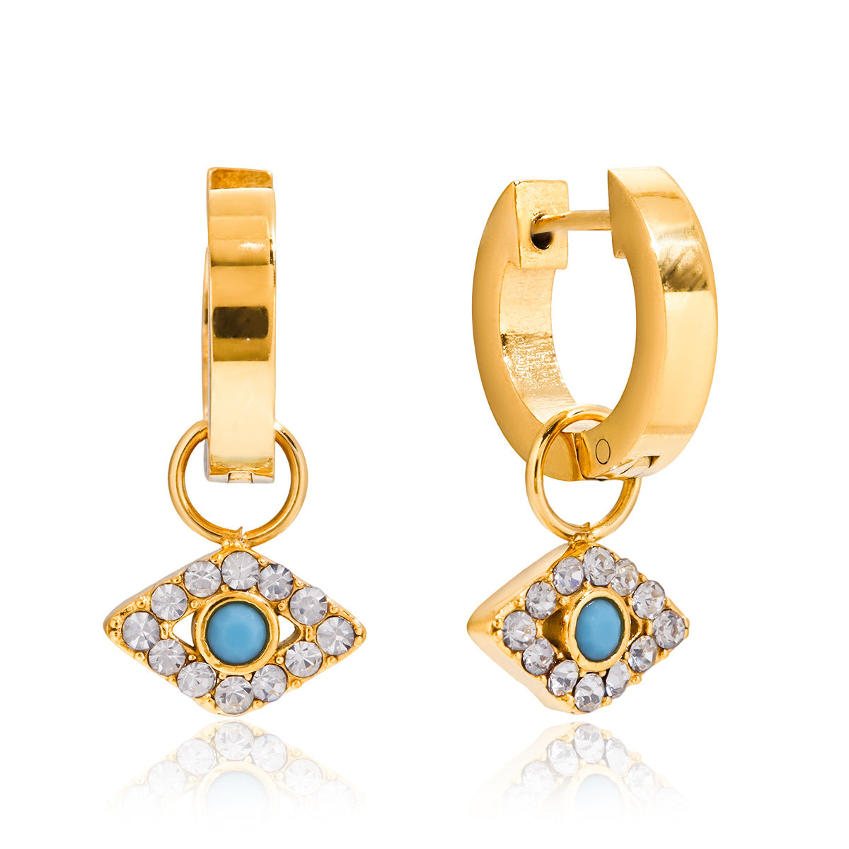 Orecchini a perno di lusso minimalisti geometrici con Occhio di Allah, placcati in oro 18 carati, in acciaio inossidabile, gioielli alla moda da donna