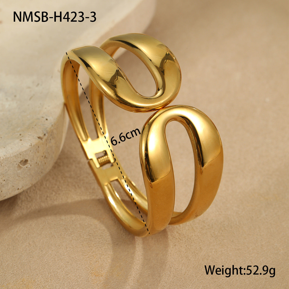 Geometric Stainless Steel Bracelet with Gold-Tone Plating for Women Minimalist Punk Fashion Accessory
