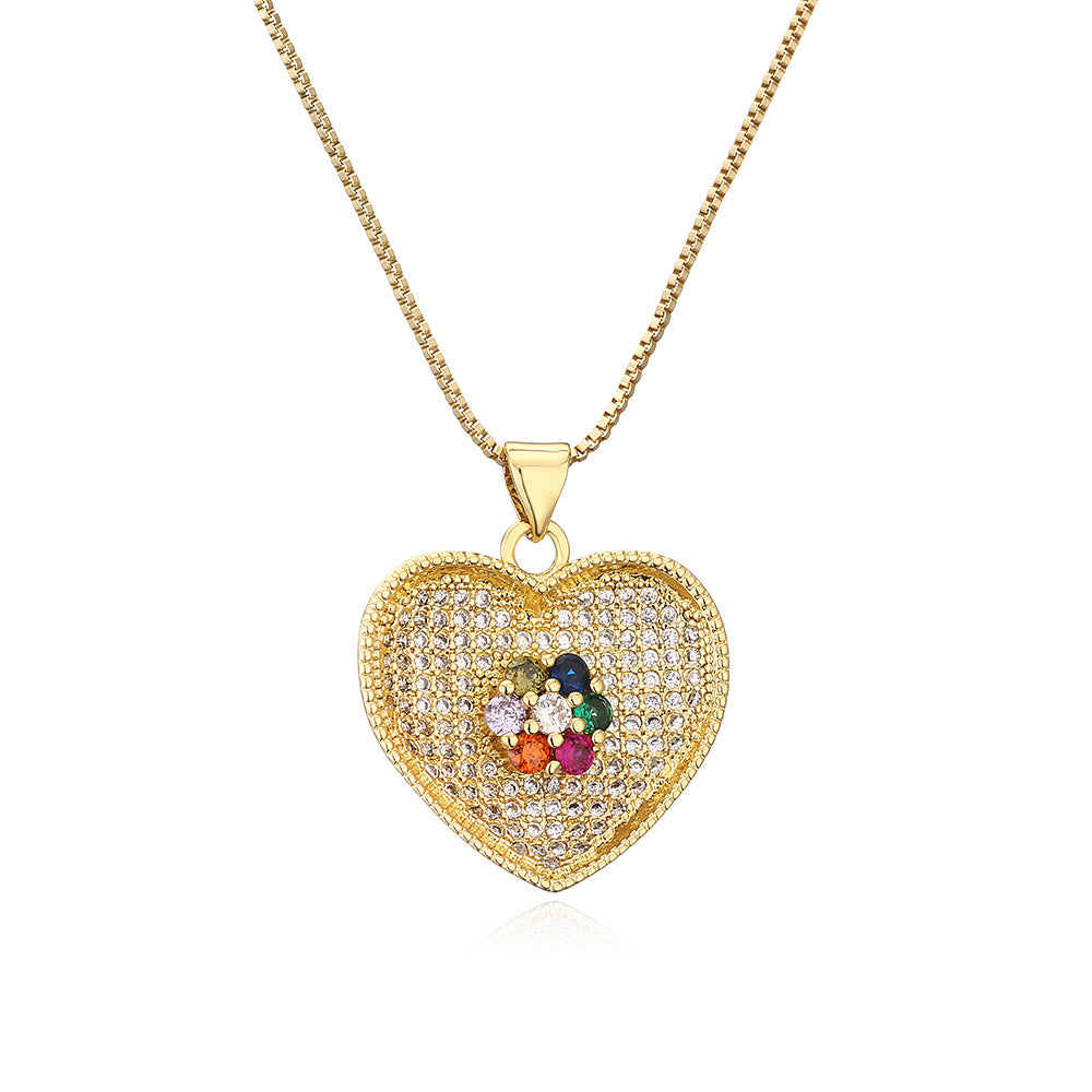 Minimalist Heart-Shaped Copper Pendant Necklace for Women with Zircon Accents, Versatile and Elegant Design