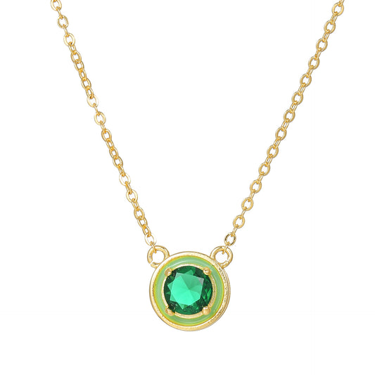 Collana girocollo rotonda in strass in stile pendolare alla moda per donna in acciaio inossidabile con placcatura in oro 14K