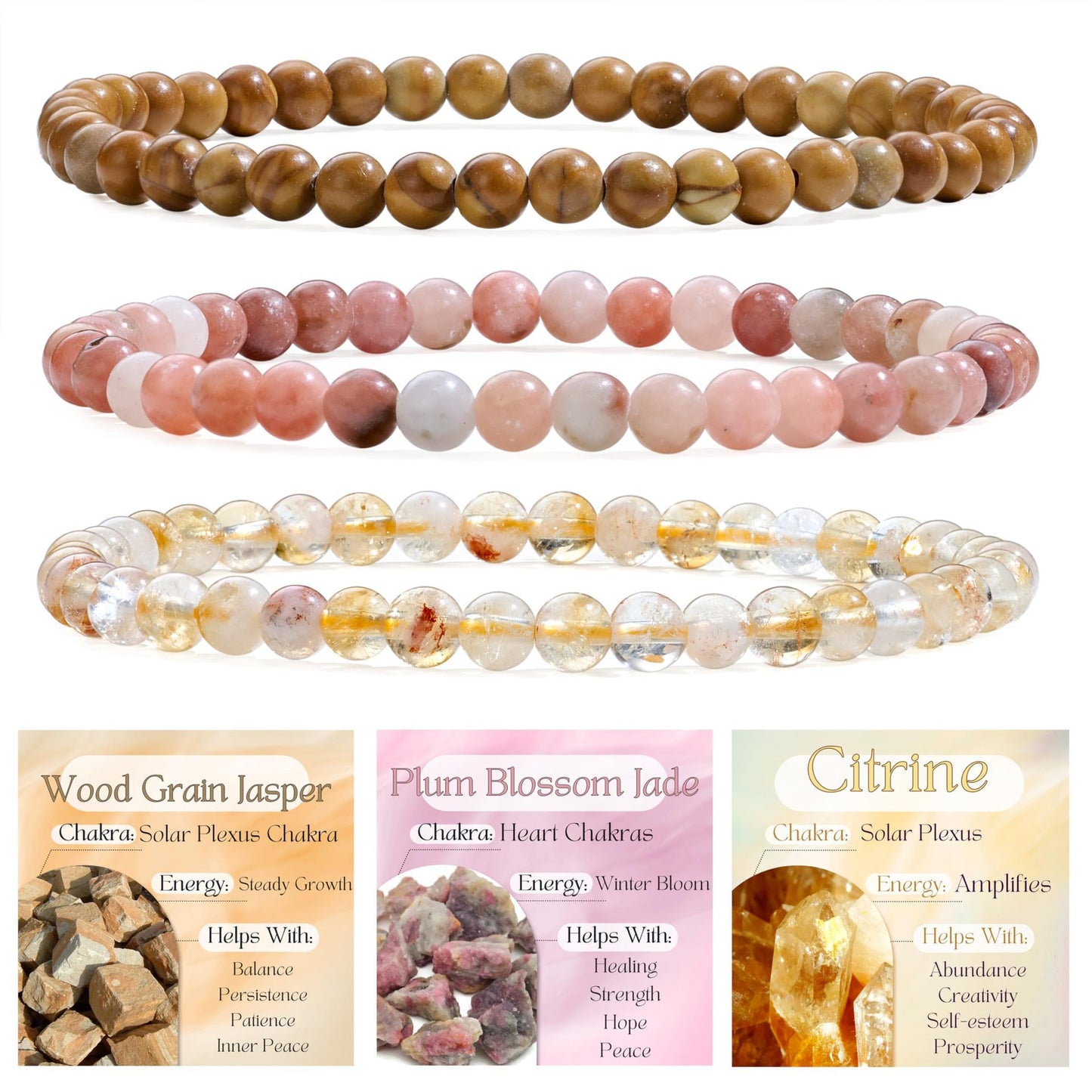 Minimalist Natural Agate and Crystal Geometric Beaded Stretch Bracelet for Women