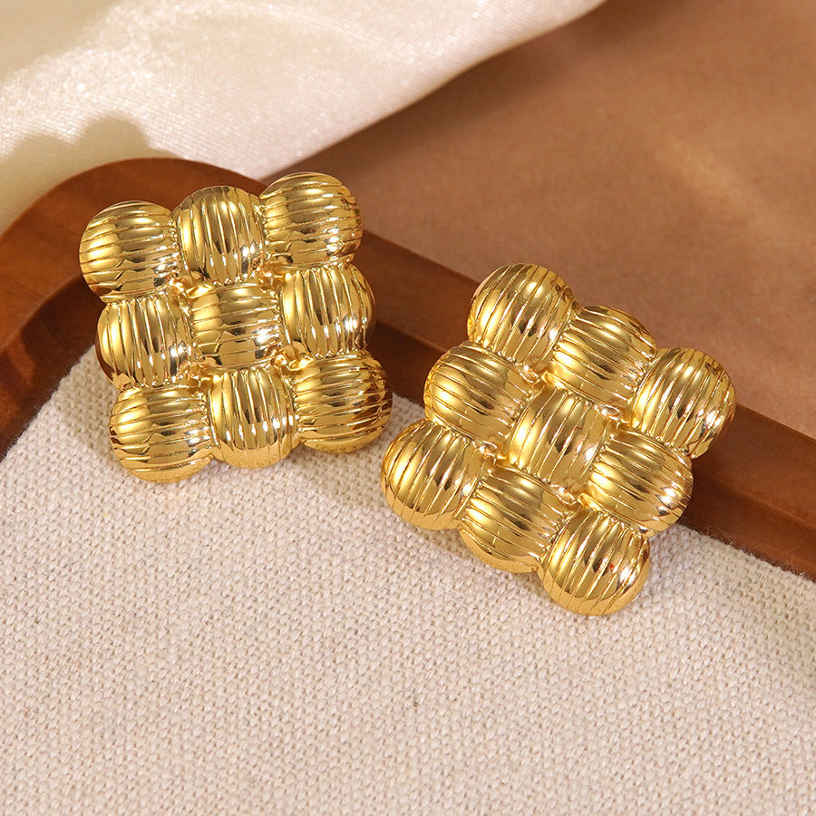 Vintage Geometric Plated Stainless Steel Earrings for Women