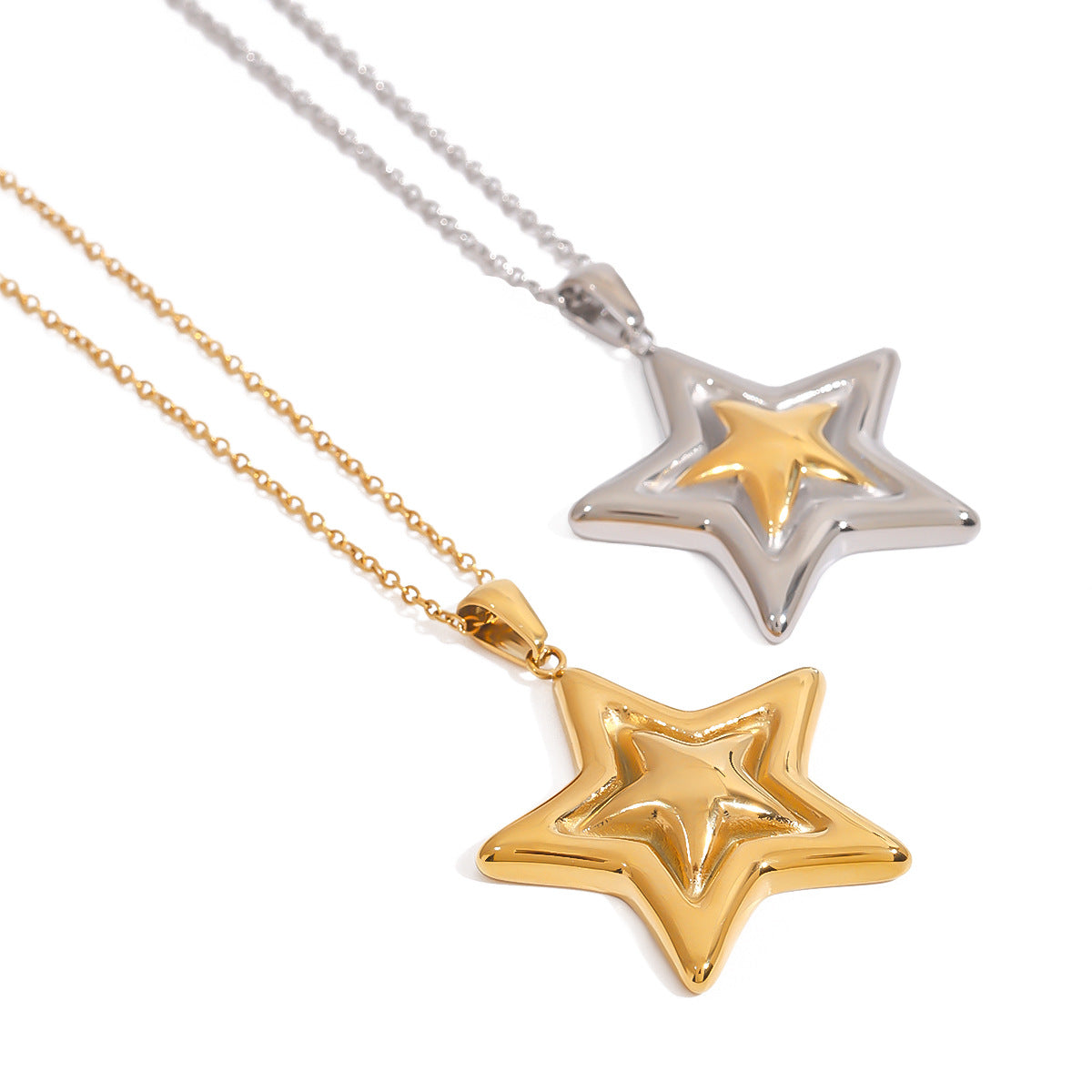 Collar de acero inoxidable chapado con estrella minimalista para mujer