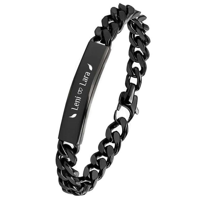 Pulsera de Acero Inoxidable con Letra Geométrica Minimalista para Hombre con Baño de Oro al Vacío de 18K