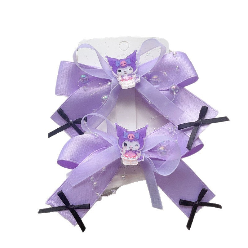 Fermaglio per capelli a fiocco stile naturale per bambine, realizzato in poliestere con dettagli arricciati e in rete della collezione Princess
