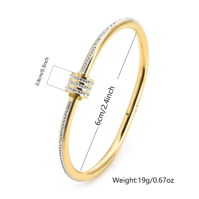 Elegant 18K Gold Plated Geometric Round Titanium Steel Bracelet