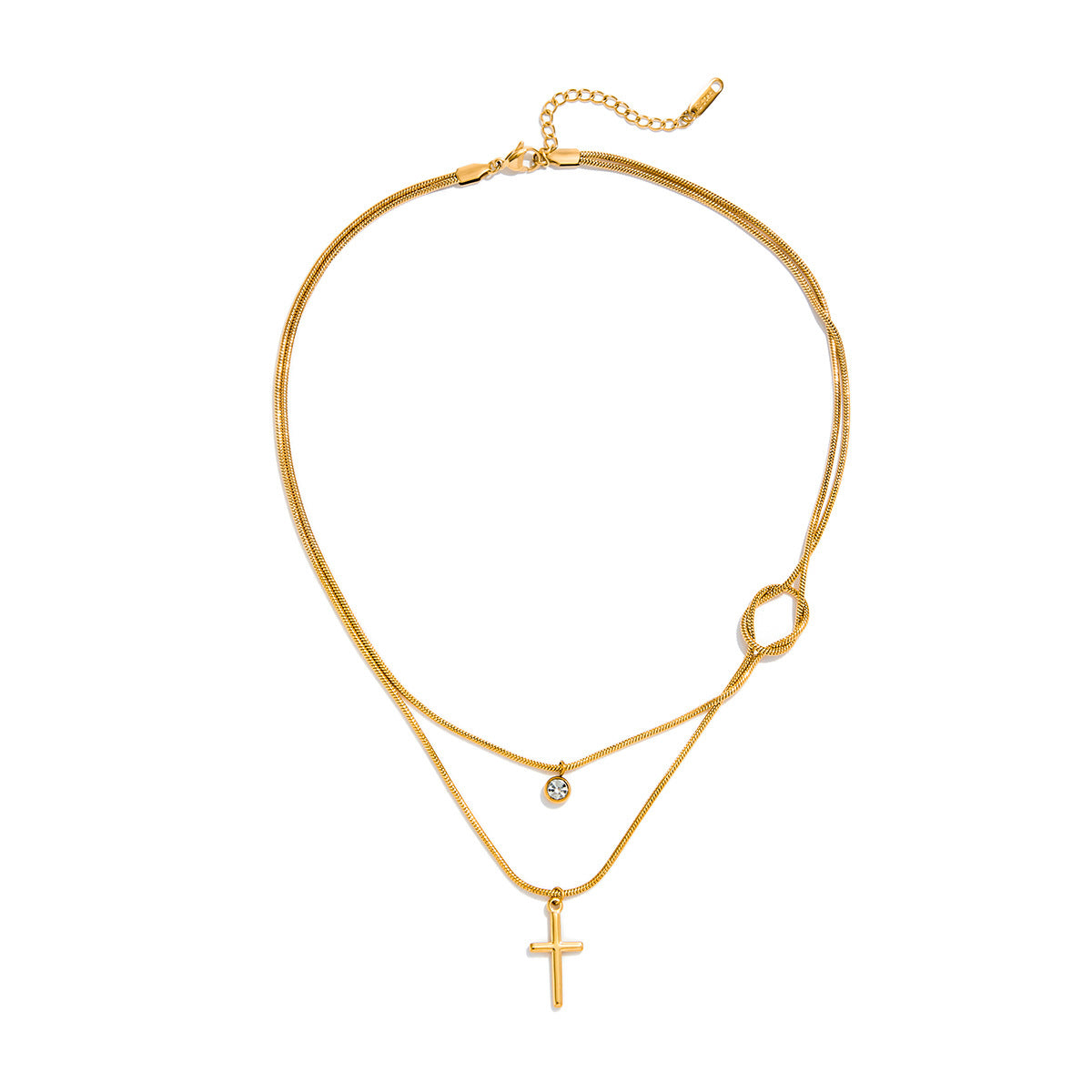 Collana con Pendente a Croce Minimalista in Acciaio al Titanio da Donna con Finitura Placcata e Design Geometrico