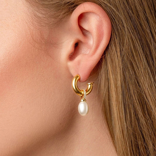 Orecchini a perno da donna geometrici in acciaio inossidabile con perla, finitura placcata, gioielli di lusso ipoallergenici