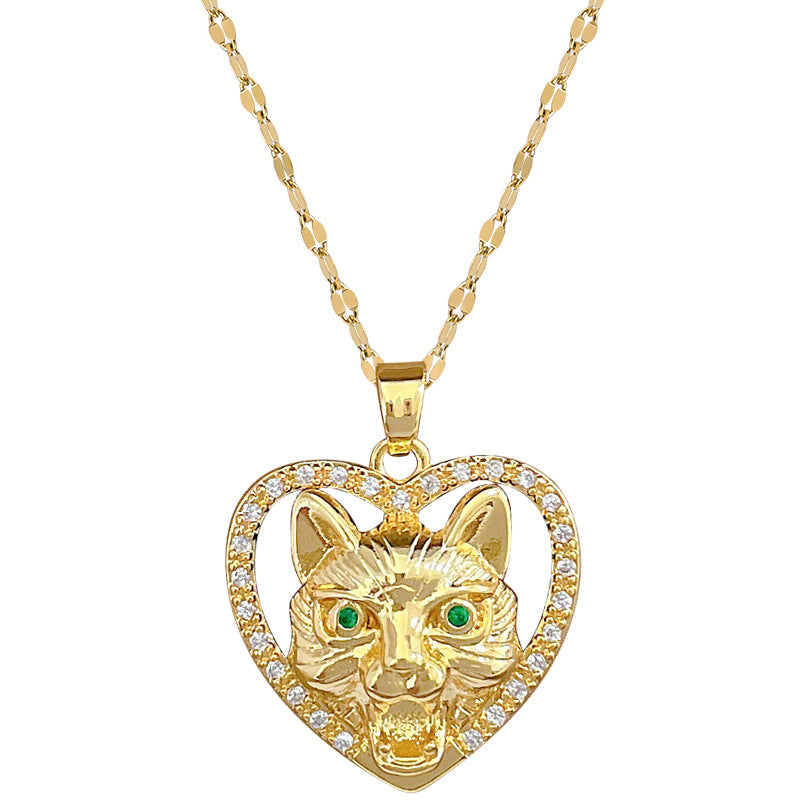 Collana Minimalista a Cuore in Acciaio al Titanio con Pendente a Luna per Uomo e Donna, Delicata Catena con Strass