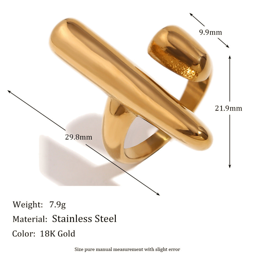 Anello da donna minimalista geometrico in acciaio inossidabile placcato oro 18 carati