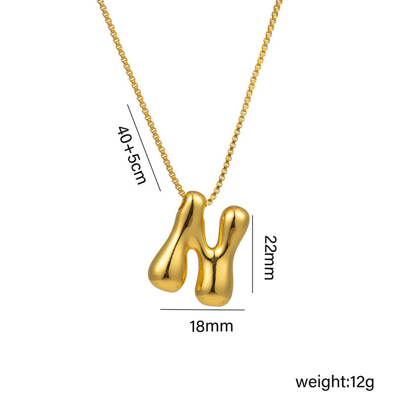 Bonito collar con dije de burbuja en forma de letra Q, estilo Q, de acero de titanio con chapado en oro de 18 quilates para mujer