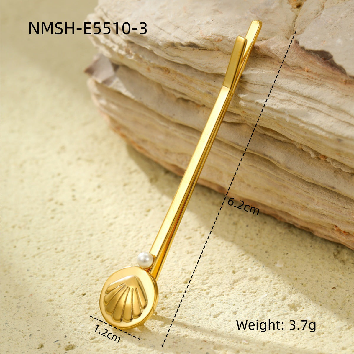 Fashionable Minimalist Shell-Shaped Stainless Steel Hair Clip with Pearl Inlay for Women