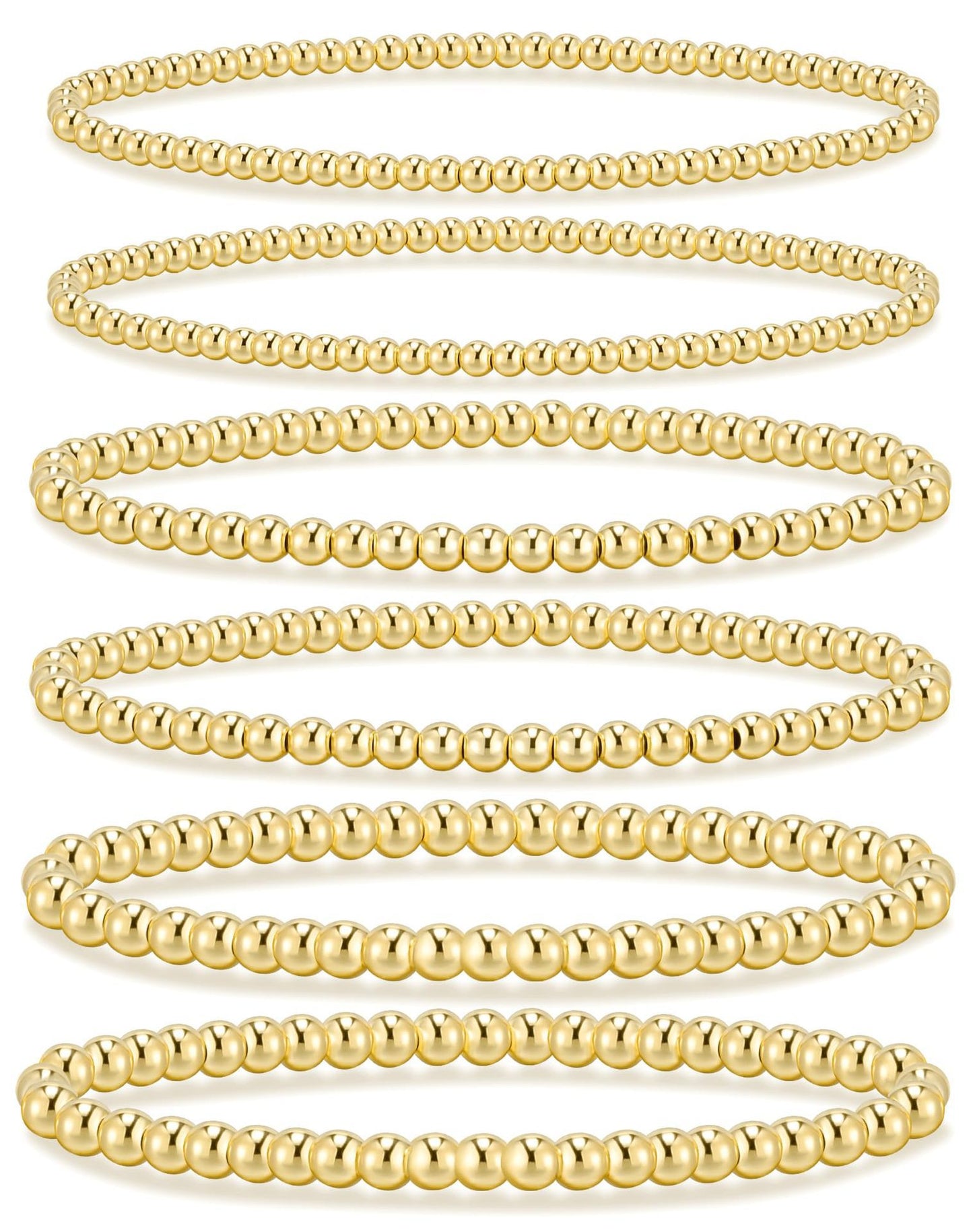 Gold Plated Hematite Beaded Stretch Bracelet Set