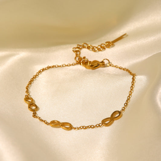 Minimalist Geometric Infinity Symbol Stainless Steel Bracelet with 18K Gold Plating Fashion Jewelry for Women