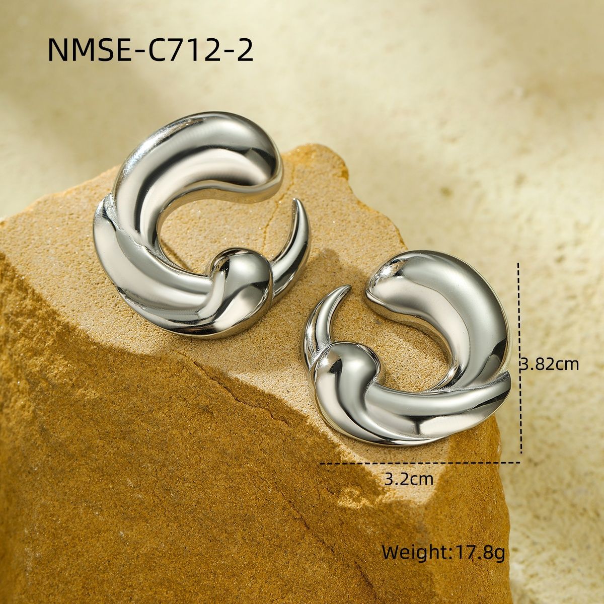 Fashionable Dripping Water Drop Shaped Stainless Steel Electroplated Earrings for Women with Hollow and Twisted Design
