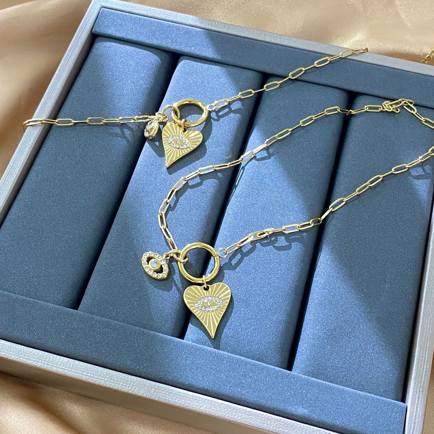 Unique Heart Evil Eye Stainless Steel Necklace