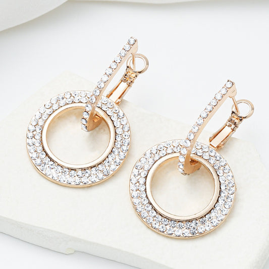 Minimalist Geometric Alloy Stud Earrings with Zircon Inlay for Women