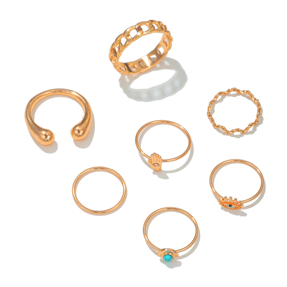 Geometric Butterfly Plated Alloy Ring Set