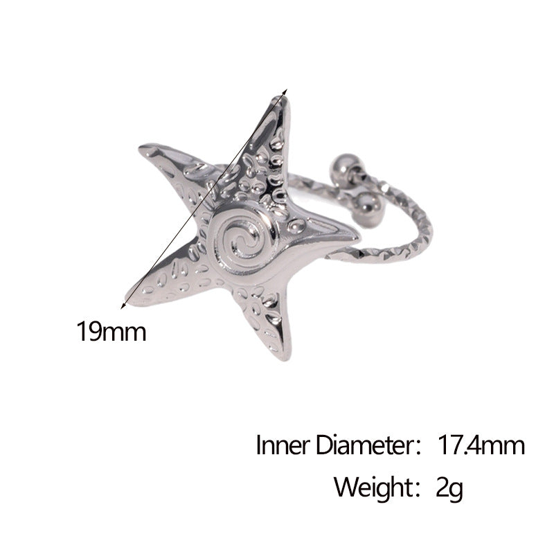 Fashion Minimalist Irregular Star Shaped 18K Gold Plated Stainless Steel Open Ring for Women