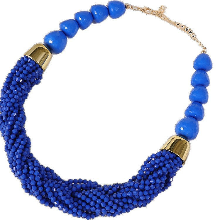 Set di collane statement multi-strato in stile boho chic con perline, ciondolo in resina a trama intrecciata e motivo a nuvola, per donna