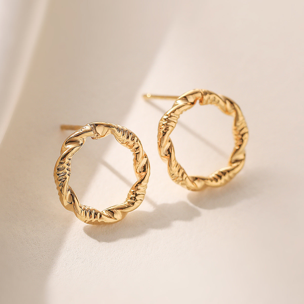 Minimalist Geometric 18K Gold Plated Stainless Steel Stud Earrings for Women