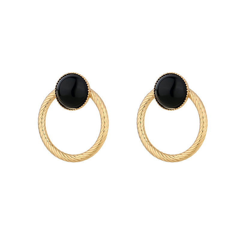 Pendientes de Acero Inoxidable Geométricos Vintage con Baño de Oro para Mujer, Aros Huecos