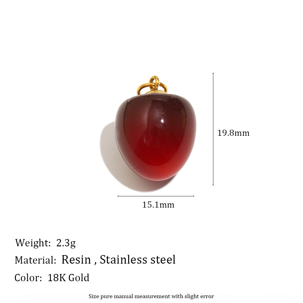 Elegant 18K Gold Plated Stainless Steel Butterfly Flower Fruit Cubic Zirconia Charm Bar Pendant