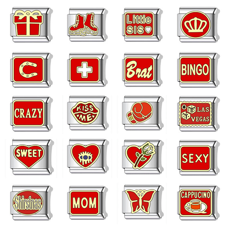 Fashion Letter Stainless Steel Plated DIY Charm Bracelet Unisex Elastic Assembly Chain
