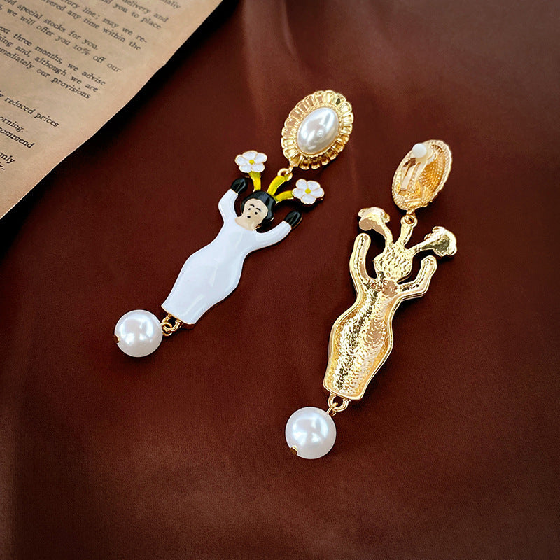 Orecchini a perno vintage in lega a forma di goccia con intarsio in strass e perni in acciaio inossidabile da donna